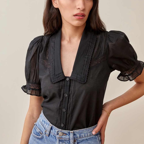 Reformation Hara Top in Black Sz XS - Picture 1 of 7